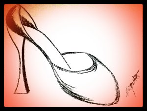 Stiletto Memory" Sketch by Mary Mattio #abodyofhope | "In Her Shoes" #Poem for #InvisibleIllness #IIAW14