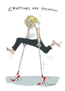 Crutches are Hazardous by Cluestolife Funny Cartoons Blog | from "Crutch Life" funny article #Spoonie #crutches